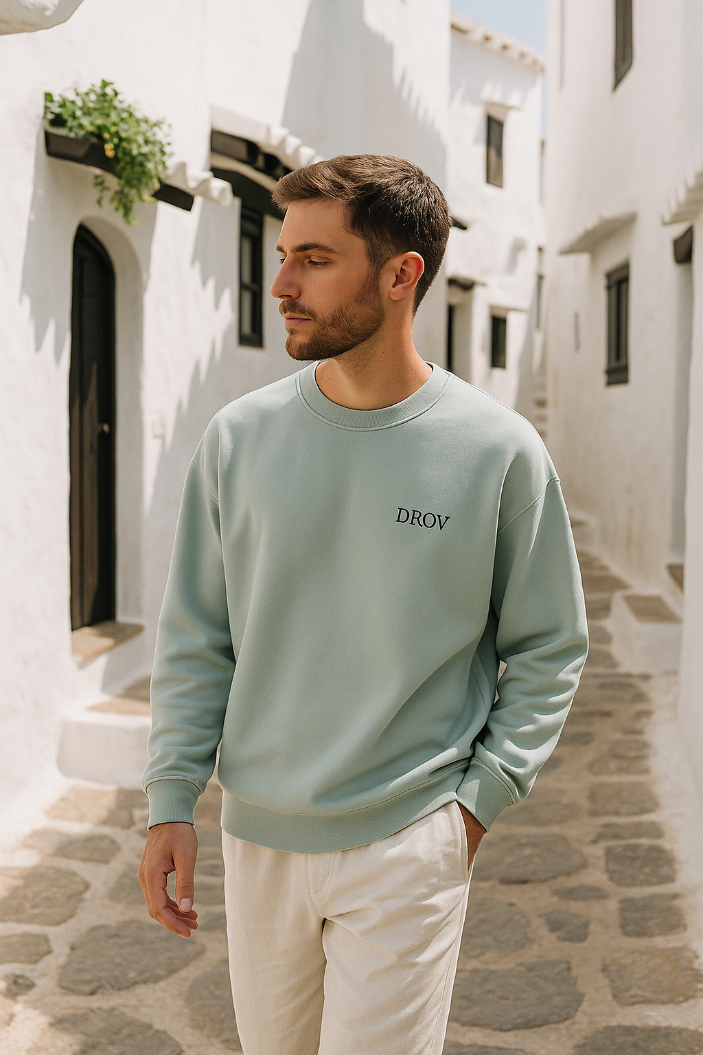 Sudadera Basica logo pequeño al lado DROV.