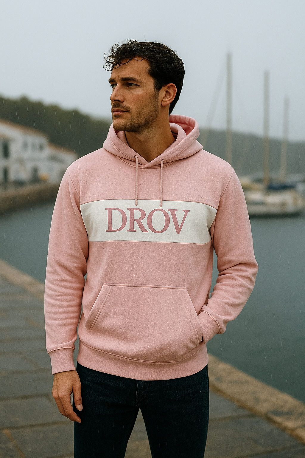 Sudadera Capucha, franja central DROV