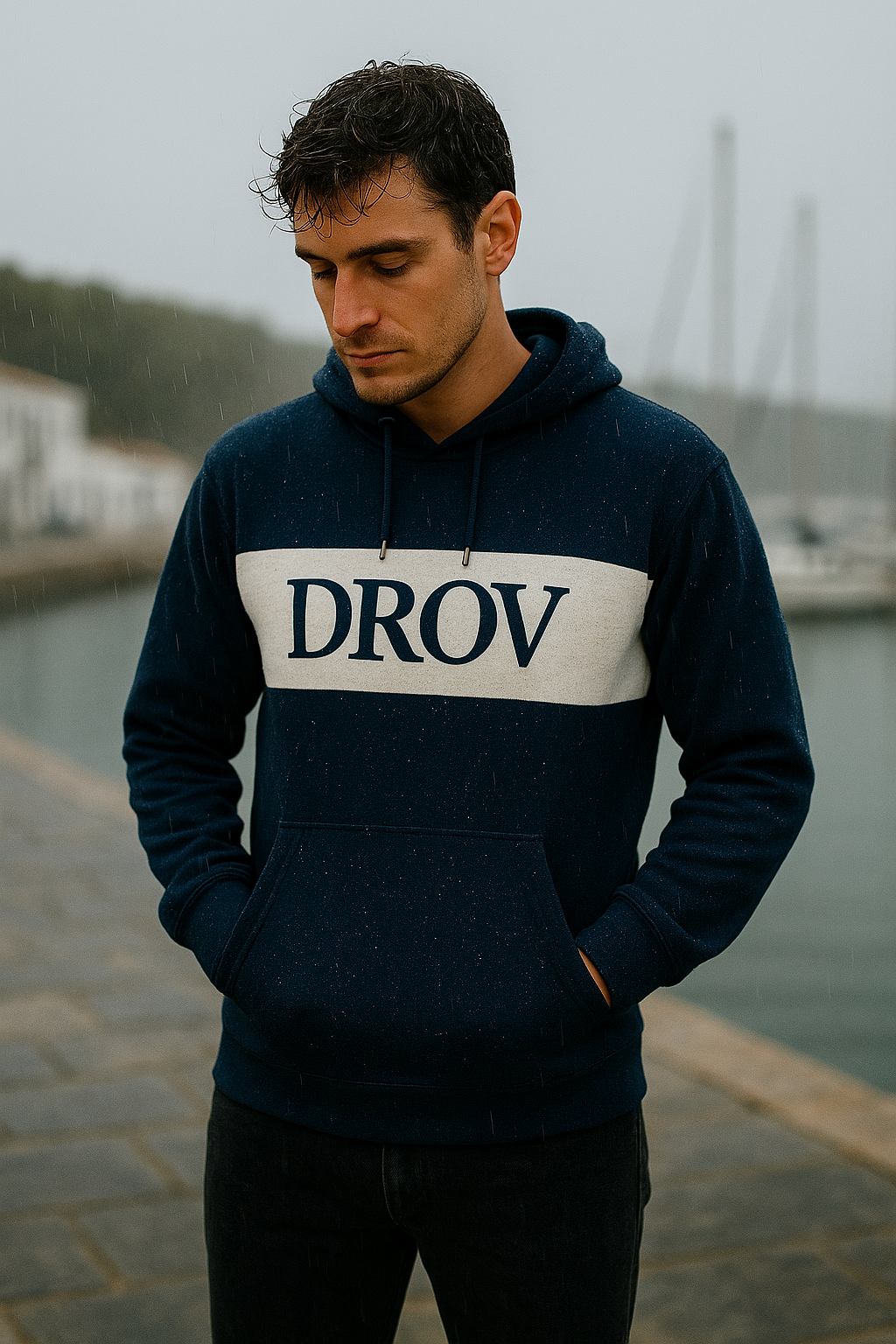 Sudadera Capucha, franja central DROV