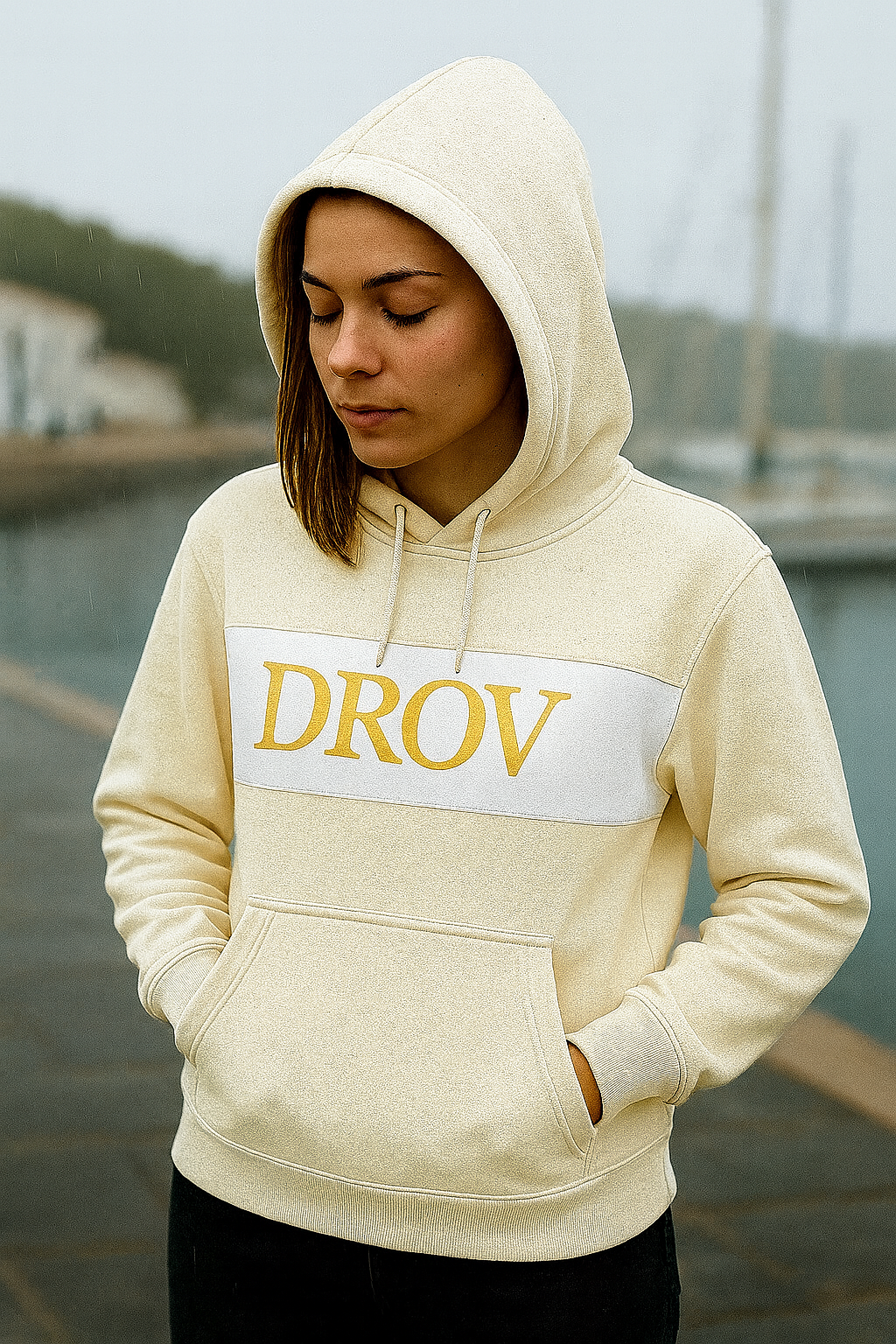 Sudadera Capucha, franja central DROV