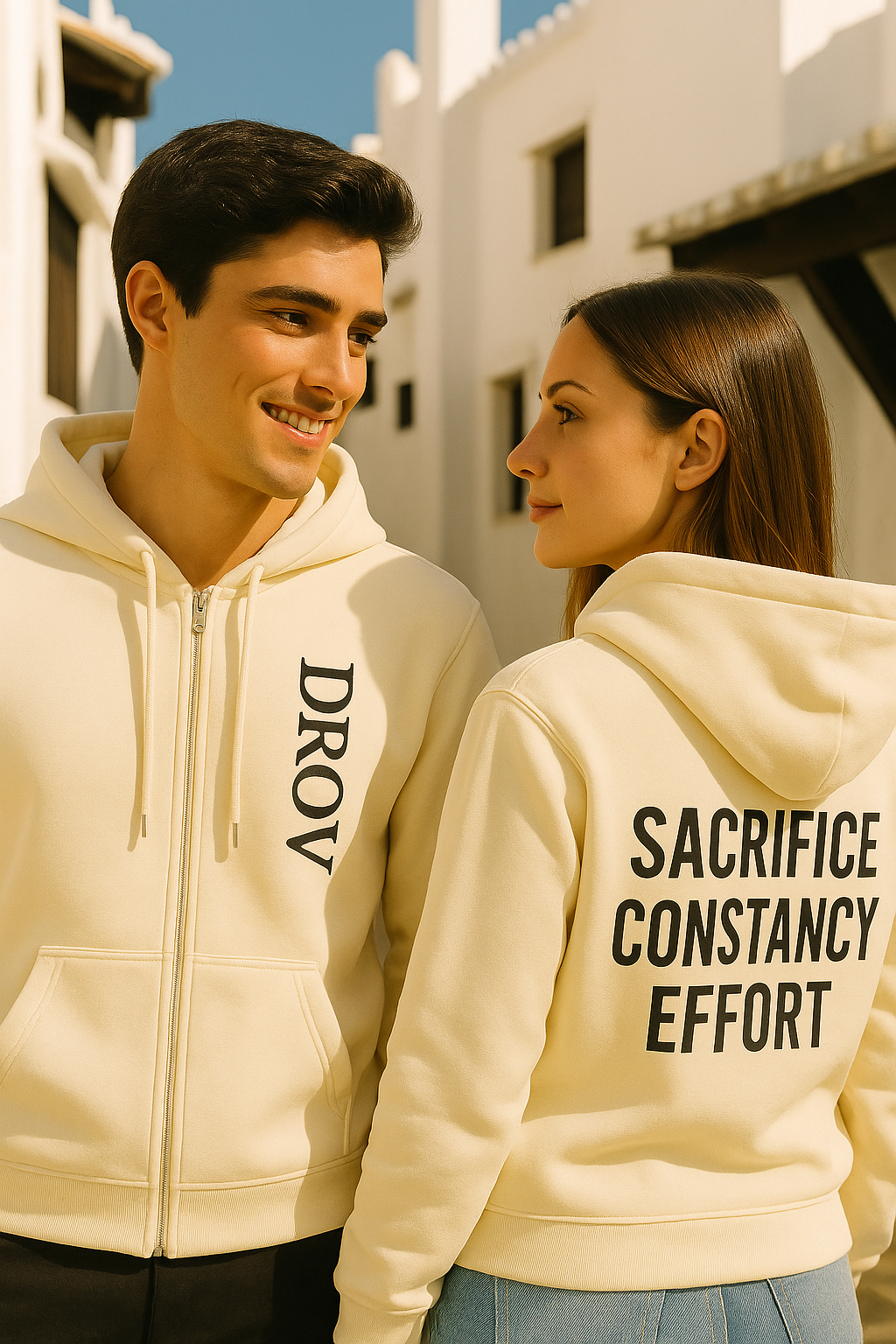 Sudadera Capucha Cremallera Logo vertical "SACRIFICE, CONSTANCY, EFFORT"