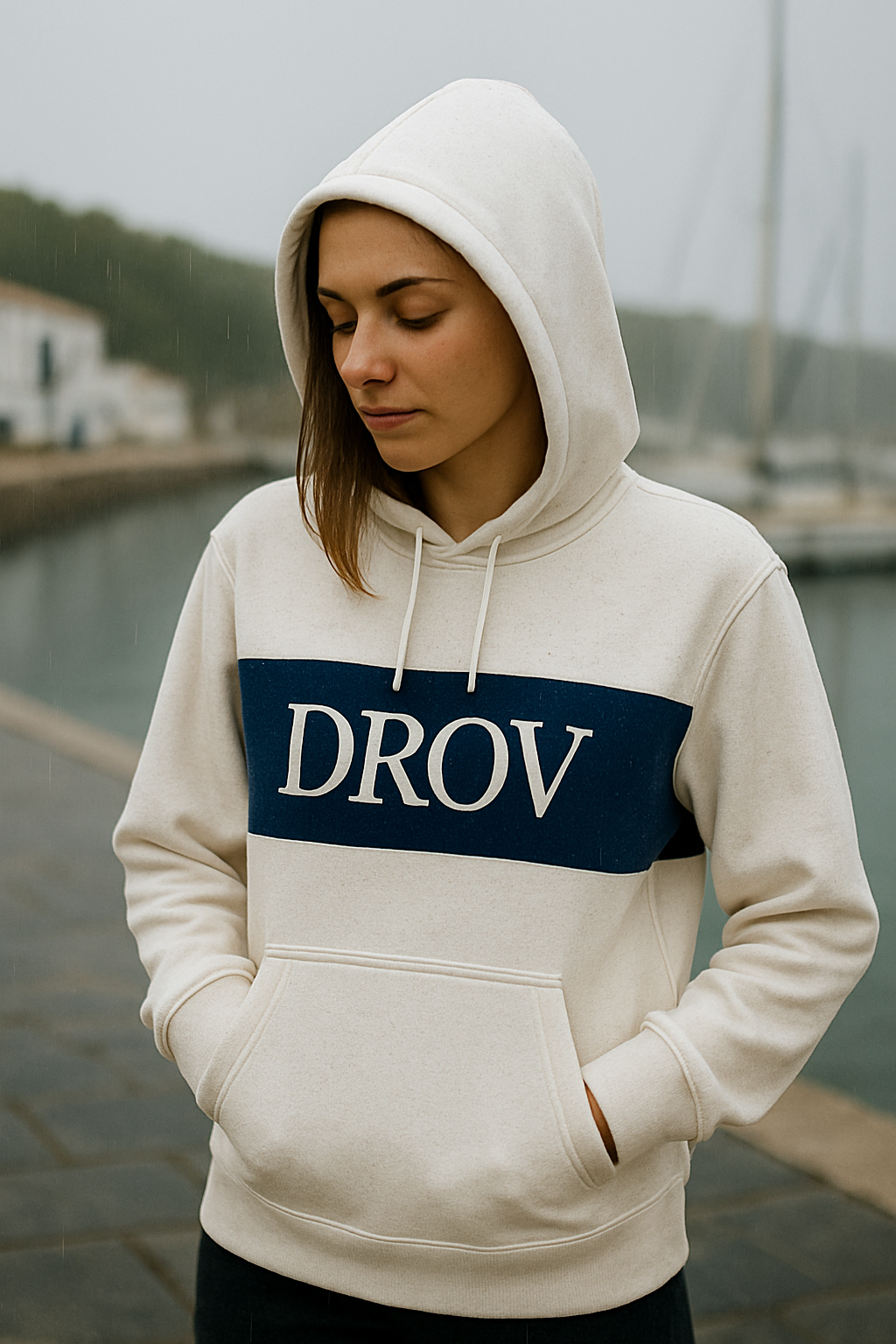 Sudadera Capucha, franja central DROV