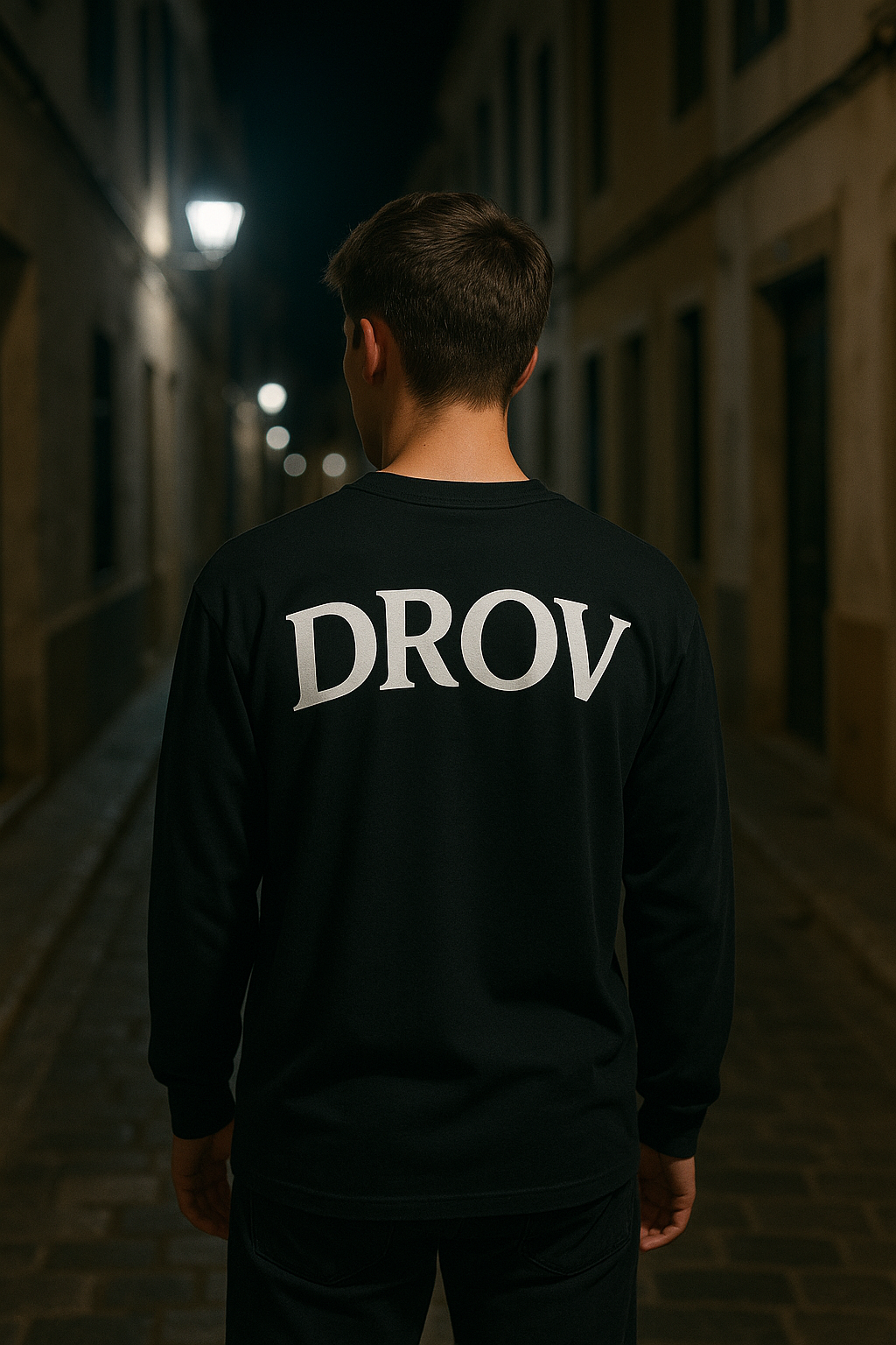 Camiseta manga larga logo curvado DROV.