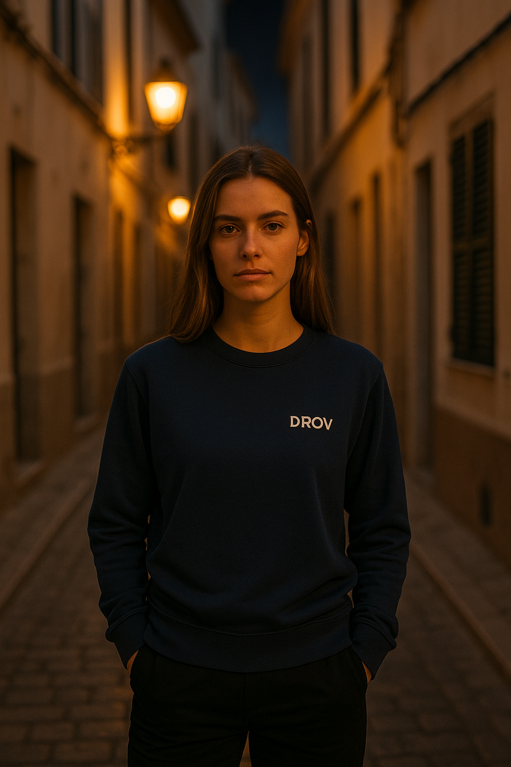 Sudadera Basica logo pequeño al lado DROV.