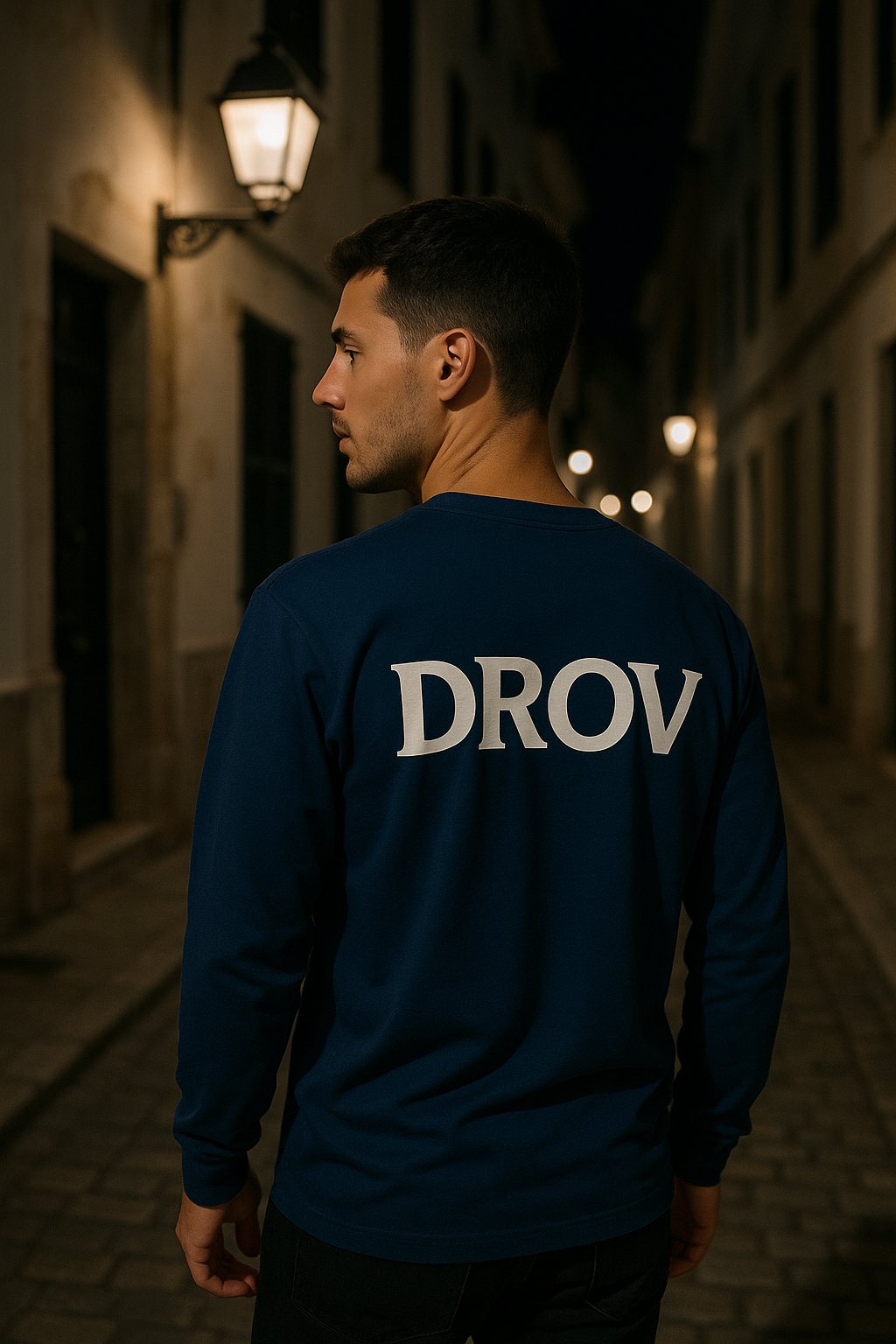Camiseta manga larga logo curvado DROV.