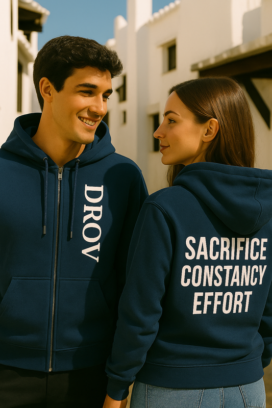 Sudadera Capucha Cremallera Logo vertical "SACRIFICE, CONSTANCY, EFFORT"